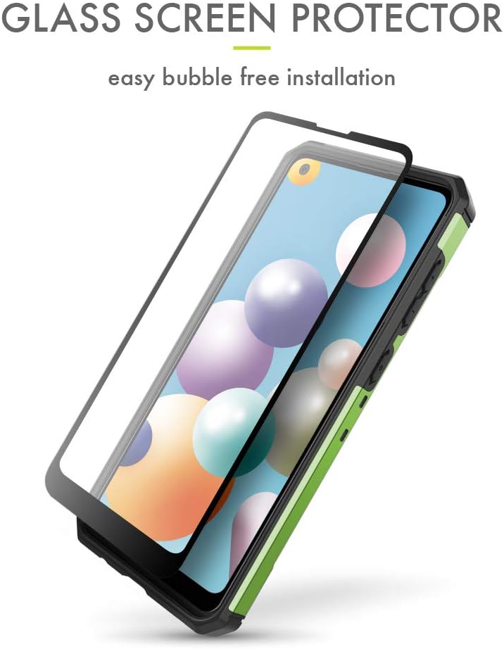 Evocel Galaxy A21 Explorer Series Pro with Glass Screen Protector and Belt Clip Holster for The Samsung Galaxy A21, Green