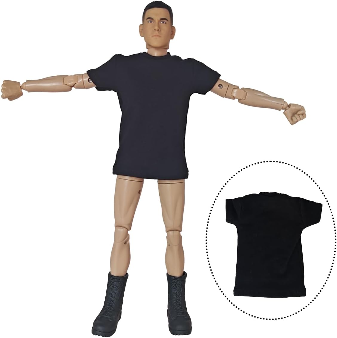 1/6 Scale Custom T-Shirt Top Model for 12" Male and Female Action Figure Body (Black)