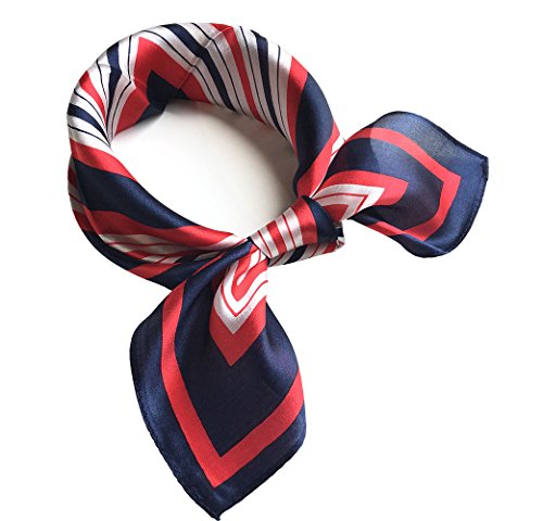 Topmode Foulard carré à rayures en soie naturelle 52 CM (Couleur B) Cover