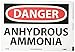 NMC D475PB OSHA Sign, Legend "DANGER - ANHYDROUS AMMONIA", 14" Length x 10" Height, Pressure Sensitive Vinyl, Red/Black on White