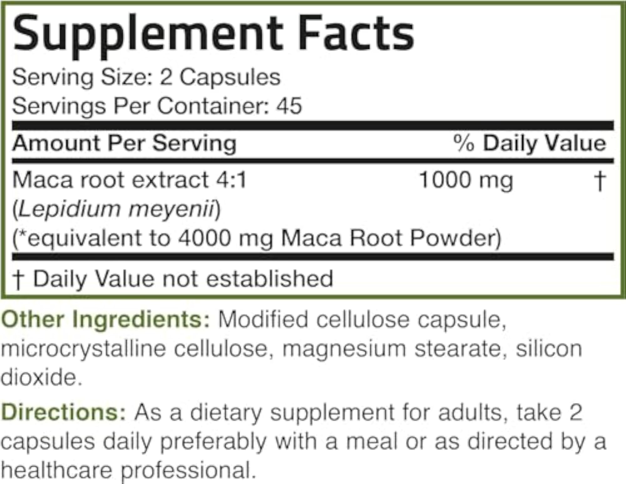 Maca Root Extra Vegetarian Capsules, 90 Count
