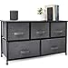 CERBIOR Wide Drawer Dresser Storage Organizer 5-Drawer Closet Shelves, Sturdy Steel Frame Wood Top with Easy Pull Fabric Bins for Clothing, Blankets - Charcoal