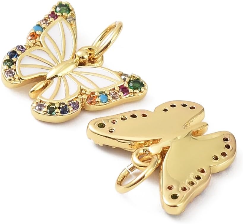10Pcs Cubic Zirconia Butterfly Charms Brass Animal Insect Charms Pendants for Necklace Earring Bracelet Crafting - Image 2