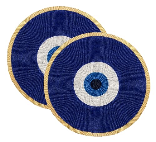 COTTON CRAFT Evil Eye Beaded Placemats - Set of 2 Charger Table Mats