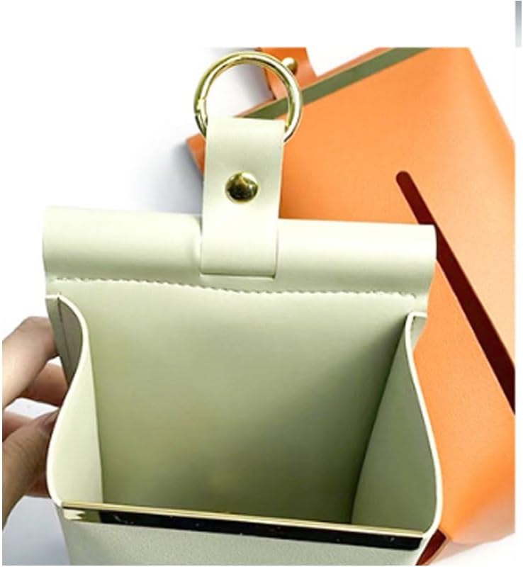 Leather Mounted Car Tissue Box for Toilet Wall Hanging with Gold Border for Storage(Greenish Brown)