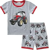 Little Hand Toddler Baby Boys Pajamas Cotton Tractor Sleepwear Short Sleeve Summer Pjs Truck Nighty Jammies for 3t Kids