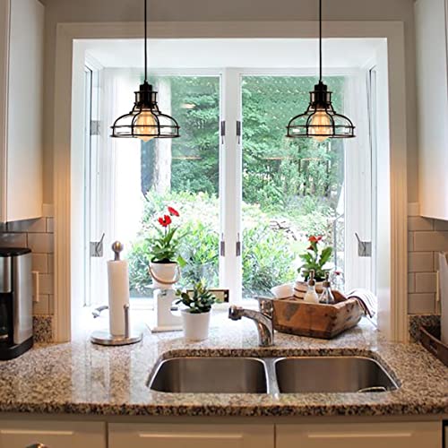 Papaya Retro Mini Chandelier Farmhouse Industrial Iron Pendant Lighting Ceiling Fixtures Cage Concise Ceiling Light For Kitchen Island 1-Light #TOP7