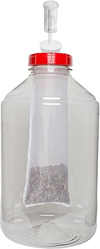 Home Brew Ohio Fermonster de un galón con colador de malla, tapón perforado #10 y Econolock