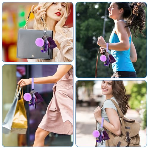 Olipiter Safety Keychain Set for Women - Personal Alarms, Free Combination, Wristlet Strap With Bottle Opener (Purple 18PCS)