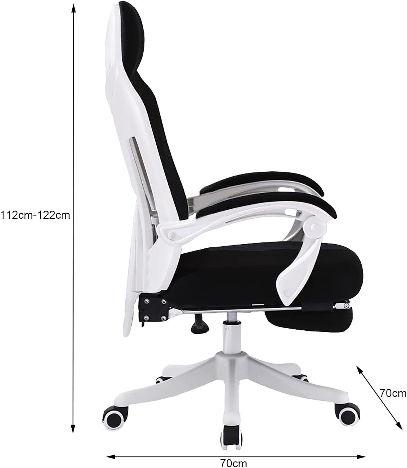 Professional Game Chair, Mesh Backrest, with a Hidden Leg Drag, with Age Armrest, with 155 Degree Inclination, Game or Office (Grey Without Footrest 1)