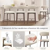 COLAMY lot de 2 tabourets beige à dossier bois photo 3