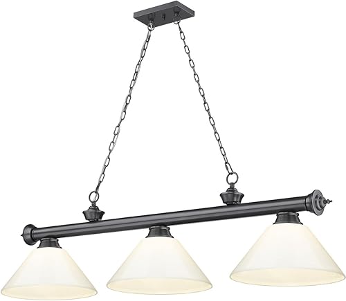 Z-Lite 2306-3BP-PWH Cordon - 3 billares ligeros en estilo tradicional y clásico, 18.75 pulgadas de alto y 14 pulgadas de ancho,