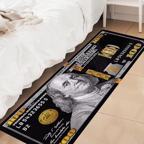Tapete corredor decorativo 60x180 cm microfibra negro miniatura 3