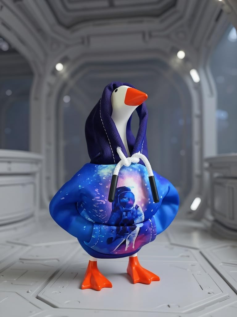 Desk Goose Outfits 7 Inch Tabletop Goose Hoodies Mini Porch Goose Accessory Costume Magnetic Goose Statue Key Holder Clothes for Table Decor (Astronaut) image 3