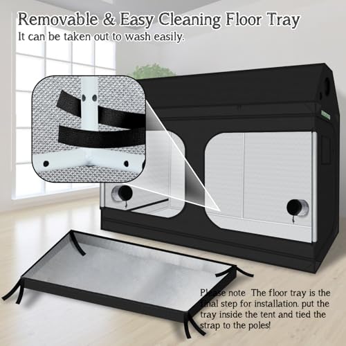 Image of zazzy 4x8 Grow Tent, 96 inchx48 inchx72 inch Roof Cube Indoor Plant Grow Tents