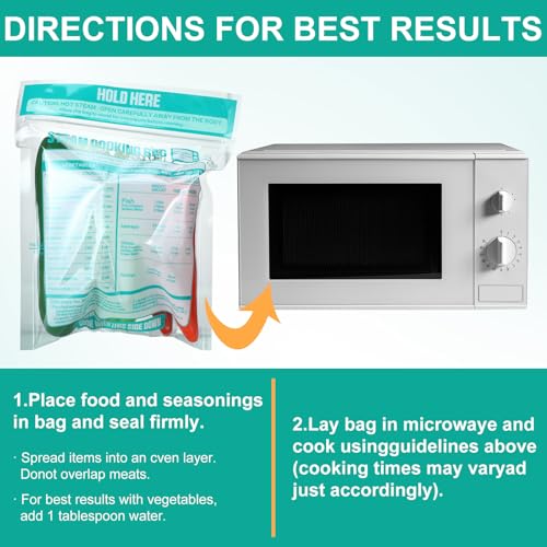 Resurhang 100 Pack Zipper Microwave Steam Bags set 70 Medium and 30 Large Sizes Reusable Cooking Pouch Microwave Cooking Bags for Vegetables Potatoes and Meat
