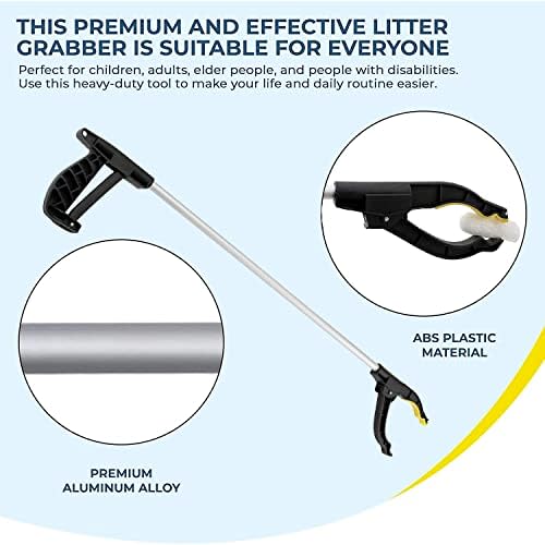 CUQOO 1 x Heavy-Duty Litter Grabber with 360 Degree Rotating Head & Strong Reaching Claw  Lightweight Long Handled Litter Pickers for Adults & Children | Effective Litter Picker for Disabled