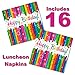 Happy Birthday Plates and Napkins 16 Colorful Confetti Birthday Plates and Napkins Party Supplies Includes (16) 9 Inch Plates (16) 6.5 in Folded Lunch Napkins (Rainbows Ribbons)