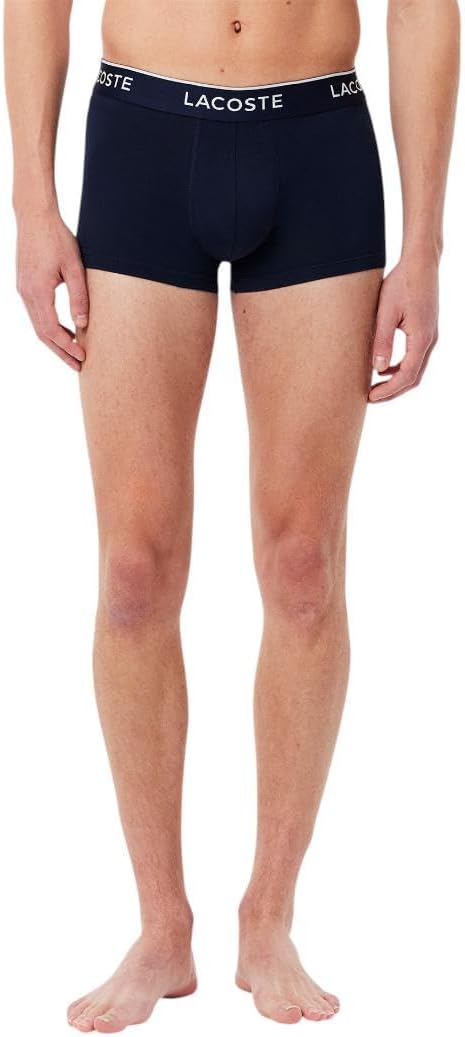 Lacoste mens Cotton Stretch Tricolor Waistband Trunks, 3-pack
