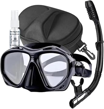 Hyperopia Diving Mask, +2.0 to +5.0 Farsighted Presbyopia Snorkel Mask, Tempered Glass Lens, Anti-Fog Leakproof Silicone Seal for Men Women Underwater Vision