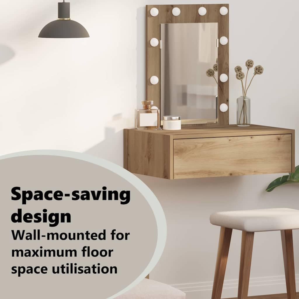 vidaXL Mesa Tocador Marrón 60 x 40 x 70 cm Madera de ingeniería | Ideal para lugares pequeños, El acabado en roble artesano calienta tu decoración, Tiene un cajón grande para tus cosméticos