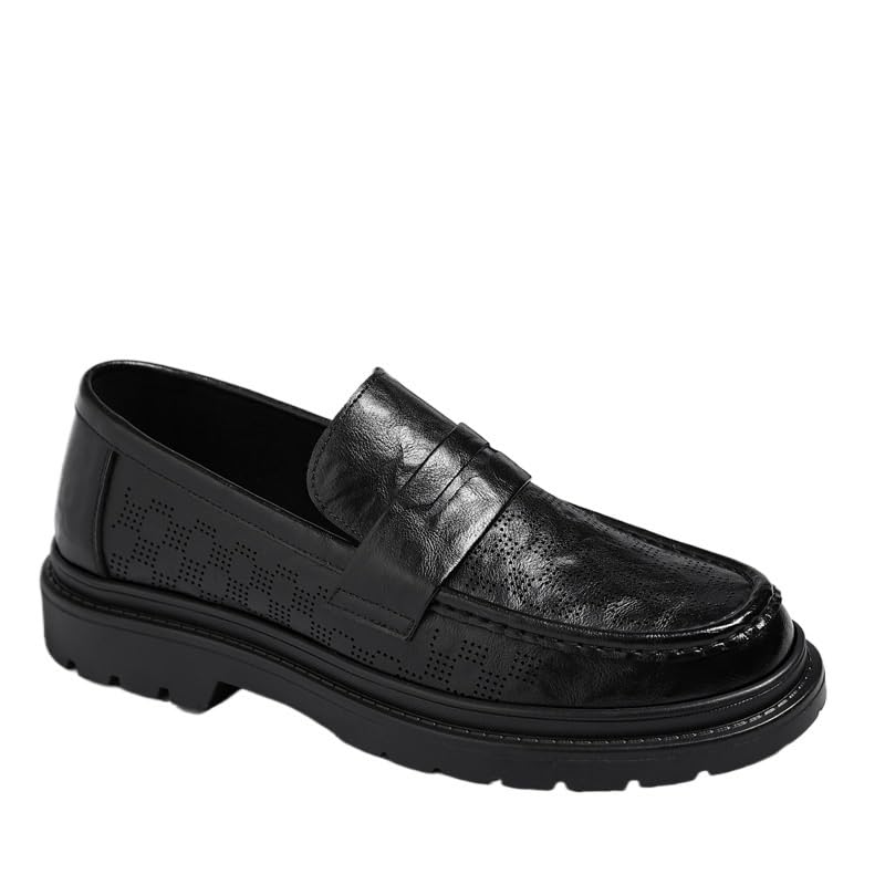Men's Breathable Hollow Out Slip On Loafers Business Casual Dress Shoes Comfortable Lightweight for Young Men & Dad Age