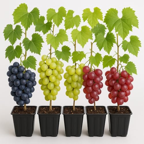 9 Live Grape Vine Seedlings: Concord, White & Red, 3 of Each