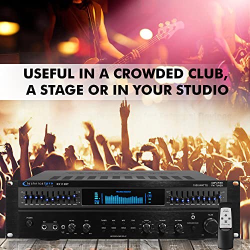 Technical Pro Professional 1500 Watts Power Bluetooth Receiver With Built-In Equalizer, 5.1 Channel Home Theater, Dual Mic Inputs, 5 Band Eq & Fm Radio #TOP5