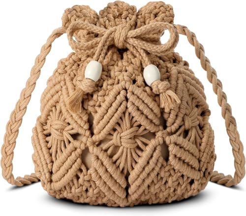 BOETE Summer Purse - Woven Crossbody Bags Boho Crossbody Purses for Women Crochet Handbags Shoulder Bag Handbags 2025 (Khaki)