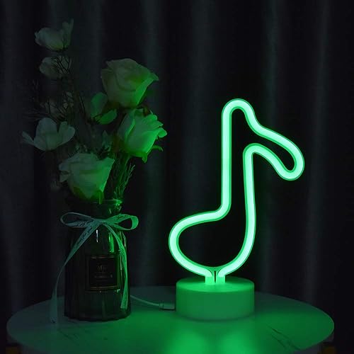 Miniatura 3 de GUOCHENG Letrero de neón con forma de notas musicales, luz nocturna LED de neón con batería y USB, lámparas de iluminación creativas para decoración