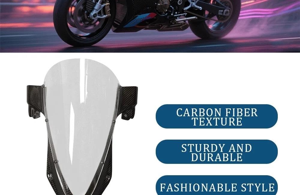 Do BMW S1000RR 2019-2024 Szyba Przednia Z Włókna Węglowego, Deflektor Wiatru Motocykla, Akcesoria Przedłużenie szyby motocykla(2)