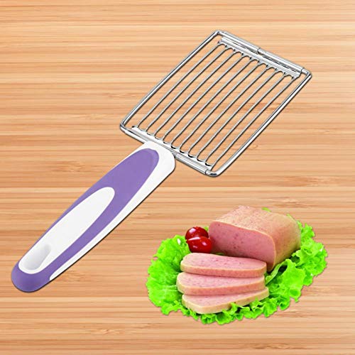 Aramox Luncheon Meat Cutter, Stainless Steel Luncheon Meat Cutter Tomato Slicer Fruits Cutter Luncheon Meat Slicer With Handle Cheese Boiled Egg Ham Tomato Serrated Slicing Knife (Purple) #TOP1