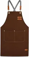 Avental de Lona Premium Unissex com Bolsos Reforçados, Alças Ajustáveis, Detalhes em Couro Sintético e Rebites Metálicos para Cozinha, Churrasco, Barista, Jardinagem e Atendimento