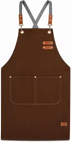 Avental de Lona Premium Unissex com Bolsos Reforçados, Alças Ajustáveis, Detalhes em Couro Sintético e Rebites Metálicos para Cozinha, Churrasco, Barista, Jardinagem e Atendimento
