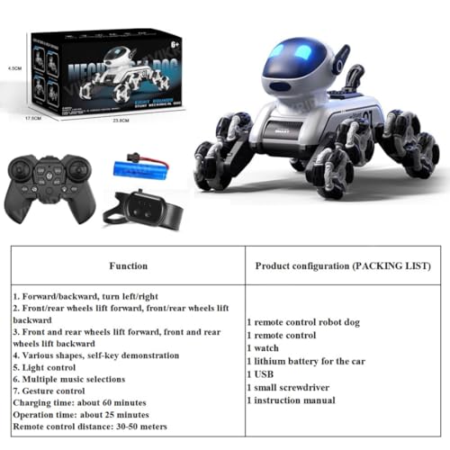 Image of VikriDA Remote Control Cars for Kids Adults, 8WD Gesture Sensor RC Stunt Car with Light, Music, RC Robot Dog Toys,Birthday Toy for 6 7 8 9 10 11 12 13 Years Old Boys Girls Kids,Black