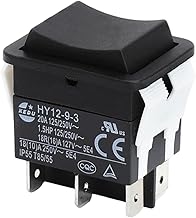 HENGBIRD 6 Pin Rocker Switch HY12-9-3 Push Button Switch 125/250V 20A 2HP Industrial Electric for Industrial Power Tools Electrical Equipment