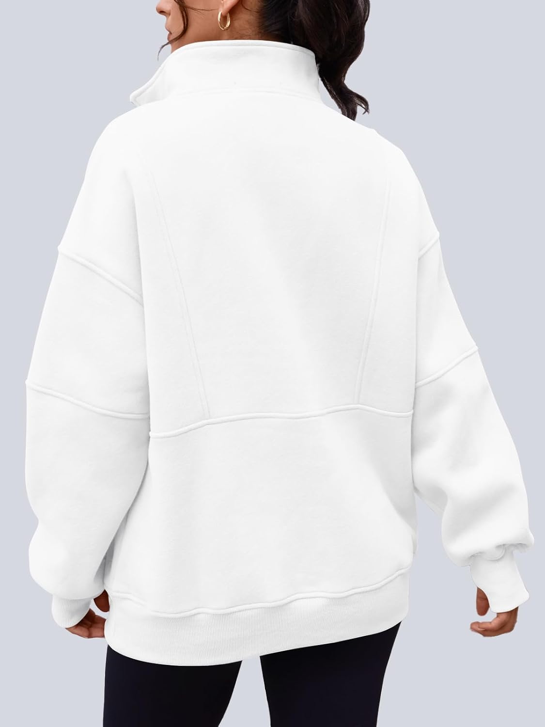  Women's Quarter Zip Oversized Sweatshirt Fleece Mock Neck Pullover | Half Zip, Front Pockets, Thumb Holes, Oversized Hoodies, Pullover Fleece Jacket, 2026 Fall Clothes, Cozy Winter Outfits thumbnail
