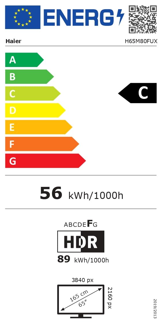 Haier MiniLED 4K UHD H65M80FUX - 65", Smart TV, Google TV, Dolby Atmos y Dolby Vision, HDR 10, Google Assistant, Procesador Quad Core, Bluetooth 5.2, DBX TV, HDMI 2.1 x 4, 2+32 GB, Sin Marcos, 2025