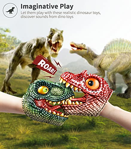 Small Dinosaur Hand Puppets, Geyiie Kids Puppets Dino Toys For Boy Girls 3-5, Dinosaur Head With Roaring Sounds Toy Figures Valeitne Party Gifts #TOP1
