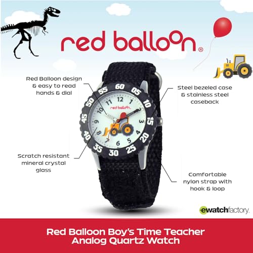 Red Balloon Kids' Bezel Stainless Steel Time Teacher Analog Nylon Strap Watch2