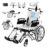 4-in-1 Reclining Wheelchairs, Waterproof Shower Bathroom Wheelchair, Transport Wheelchairs with Elevating Leg Rests and Potty- 18.5' Wide Seat Heavy Duty Recliner Wheel Chair for Seniors & Adults