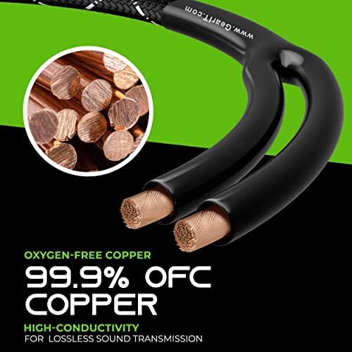 GearIT 12AWG Gauge (2 x 4mm²) Premium Heavy Duty Braided Speaker Wire (10.6 Meters / 35 Feet/Black) with Dual Gold Plated Banana Plug Tips - Oxygen-free Copper (OFC) Construction