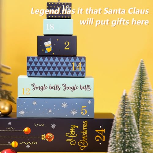 Yuthsona Calendário Do Advento de Natal com 24 Caixas de Tesouro de Papelão Calendário de Contagem R
