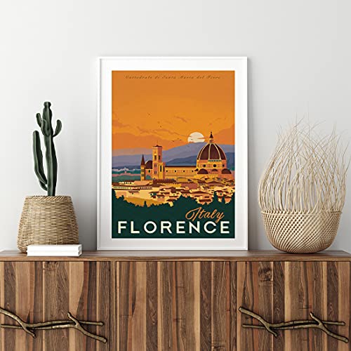 Xtvin Italy Florence Cathedral Of Santa Maria Del Fiore Vintage Travel Posters From Around The World Landscape Wall Art Print Decor Painting Gift Home Decoration Stickers (12X18 Inch) #TOP5