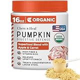Organic Pumpkin Powder for Dogs - 16 oz of Powder for Dog Digestion with 5cc Scoop - Made with Pumpkin, Apple, and Carrots - Made in The USA