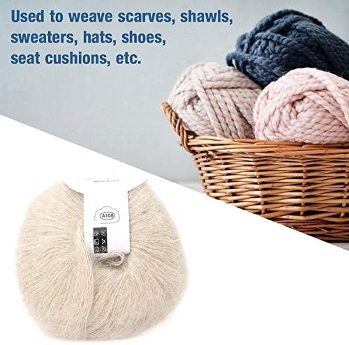 MAGT Wool Yarn, Popular Soft Mohair Pashm Knit Angora Long Wool Yarn Hot with a Crochet for Weave Scarves Shawls Sweaters Hats Shoes (beige)