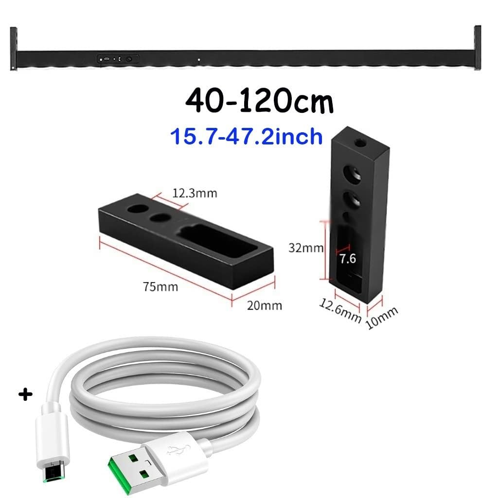 Appendiabiti - Asta Appendiabiti Da 40 Cm A 130 Cm, Appendiabitis Intelligente Con Sensore A Infrarossi, Asta Appendiabitis Con Illuminazione A LED, Astas Lunga In Acciaio Inossidabile Nero(600mm)