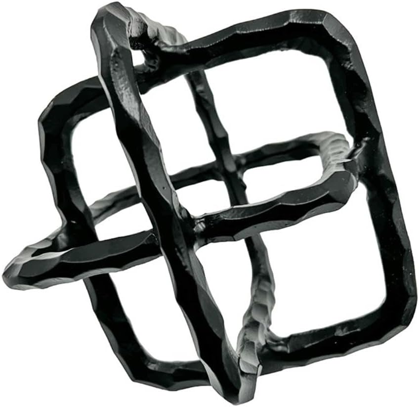 Pemberly Row Decorative Handmade Square Sculpture, 7.5 in Aluminum, Matte Black Finish, Artisan Design, Compact Modern Accent for Bedroom, Bathroom, or Living Room Decor