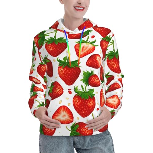 Sweat fraise femme EdWal pull à capuche ajustable pour le week-end