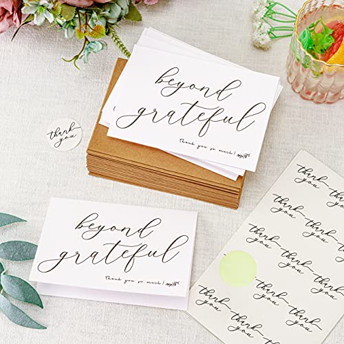 Crisky 50 Pack Beyond Grateful Thank You Cards With 50 Envelopes & 50 Stickers. Simple, Chic, Elegant Greeting Cards Perfect For: Wedding/Business/Birthday/Graduation. 4X6 Folded, Tented, Bulk #TOP5